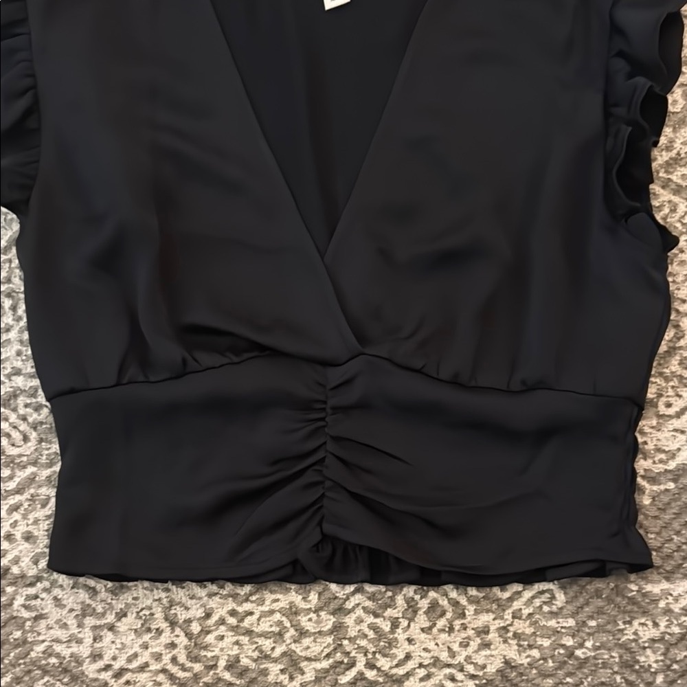 Open Edits Black Ruffle Crop - Picture 4 of 8